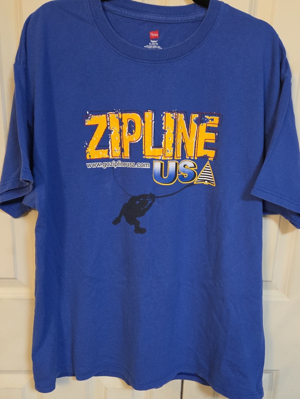 Hanes Royal Blue Zipline USA Graphic Tee